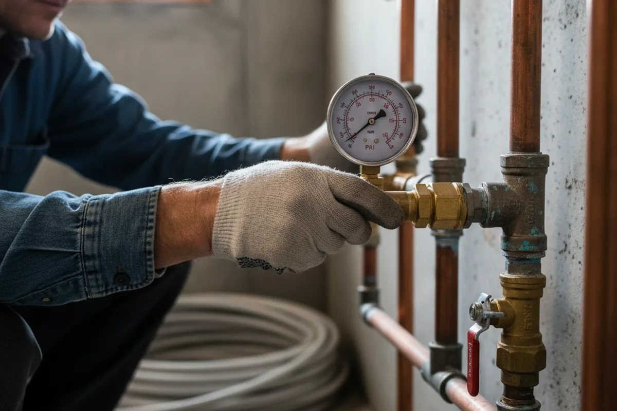 Pressure testing a repaired line during Water Line Repair in Garvin